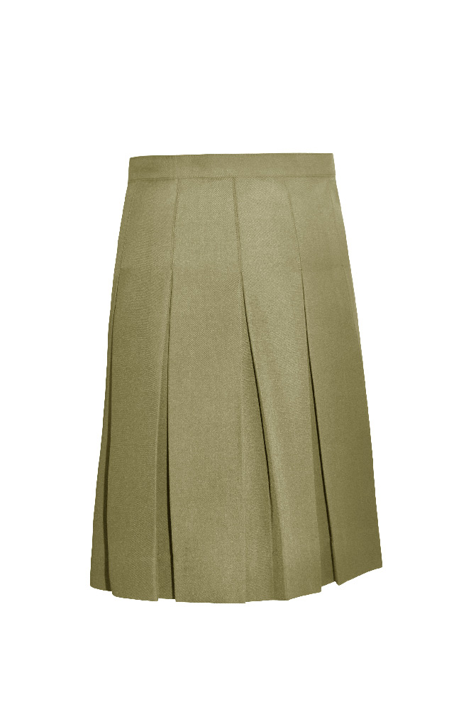 5 Box Pleated Skirt, Khaki – Sizes 2-18 Youth
