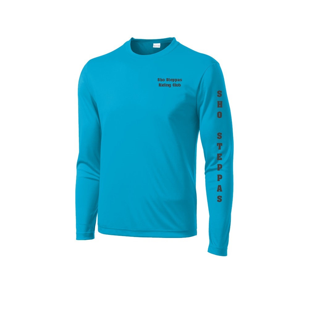 Polyester Printed T, Long Sleeve, Blue, Adult