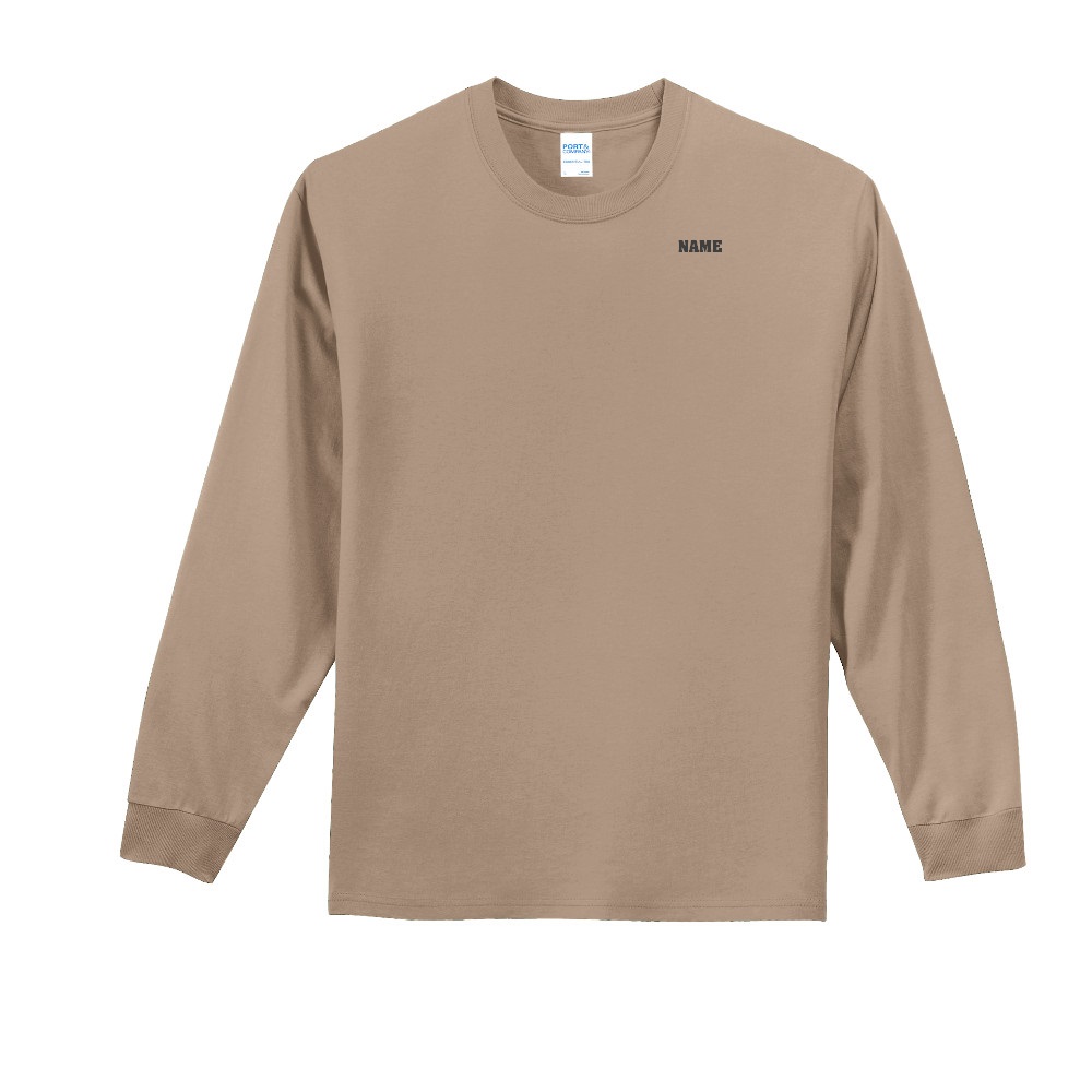 Polyester Printed T – WITH NAME, Long Sleeve, Tan, Adult