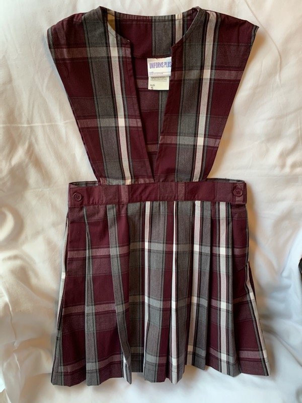 Clearance Jumper, Burgundy Plaid, Sizes 5 – 16 Youth (Sales are Final on Clearance Jumpers)